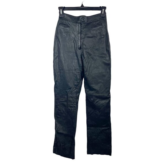Vintage La Pelle Leather High Rise Straight Leg Pants - Women's Size 40, US 4 - Picture 1 of 10